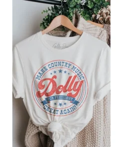 J+j Graphic Tees Dolly For President White Oversized Tee