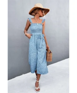 J+j Light Blue Floral Jumpsuit Rompers + Jumpers