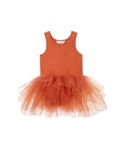 I Love Plum Orange Suede Tank Tutu Dress