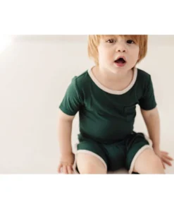 Joss + J Emerald + Cream Ribbed Bamboo Striped Tee Tops