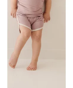 Joss + J Bottoms Cora + Cream Ribbed Bamboo Striped Track Shorts