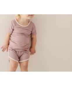 Joss + J Bottoms Cora + Cream Ribbed Bamboo Striped Track Shorts