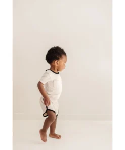 Joss + J Cream + Black Ribbed Bamboo Striped Tee Tops 7 Joss + J Cream + Black Ribbed Bamboo Striped Tee Tops