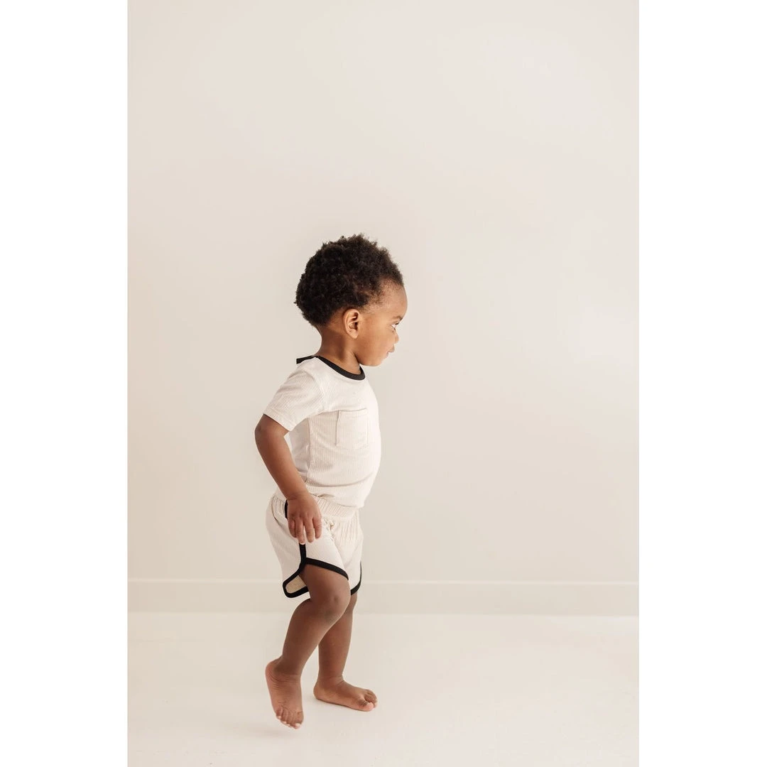 Joss + J Cream + Black Ribbed Bamboo Striped Tee Tops 5 Joss + J Cream + Black Ribbed Bamboo Striped Tee Tops