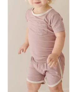 Joss + J Bottoms Cora + Cream Ribbed Bamboo Striped Track Shorts