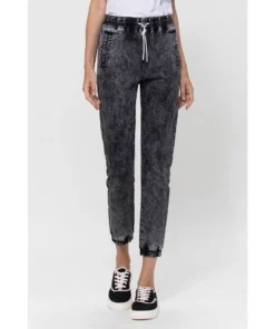 J+j Jeans + Pants Acid Wash Drawstring Joggers Jeans