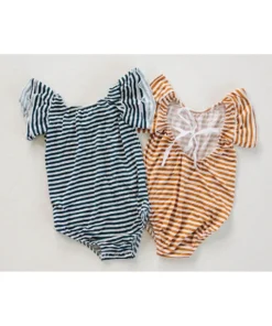 Joss + J Leotards Navy Stripes Bamboo Flutter Sleeve Leotard 9 Joss + J Leotards Navy Stripes Bamboo Flutter Sleeve Leotard