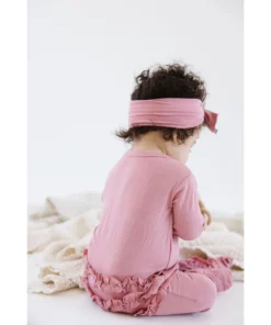 Joss + J Dusty Rose Bamboo Ruffle Zip Sleeper