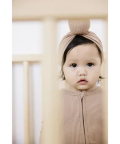 Joss + J Headwear Tan Ribbed Knotted Turban Hat