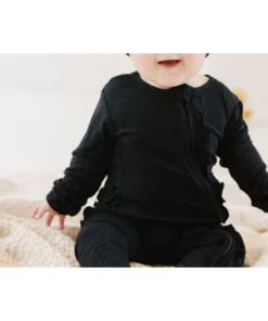 Joss + J Sleepers Black Zip Bamboo Ruffle Sleeper