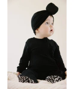 Joss + J Sleepers Black Zip Bamboo Ruffle Sleeper