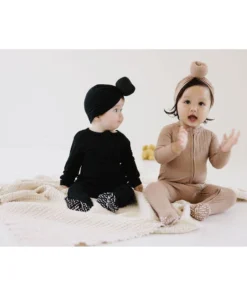 Joss + J Sleepers Black Zip Bamboo Ruffle Sleeper