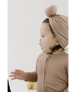 Joss + J Headwear Tan Ribbed Knotted Turban Hat