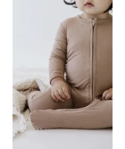 Joss + J Tan Ribbed Bamboo Zip Sleeper Sleepers