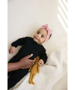 Joss + J Sleepers Black Zip Bamboo Ruffle Sleeper