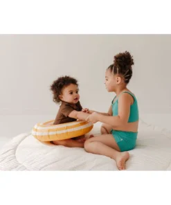 Joss + J Coco Brown Short Sleeve Zip Ruffle Swim Suit