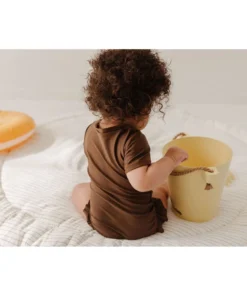 Joss + J Coco Brown Short Sleeve Zip Ruffle Swim Suit