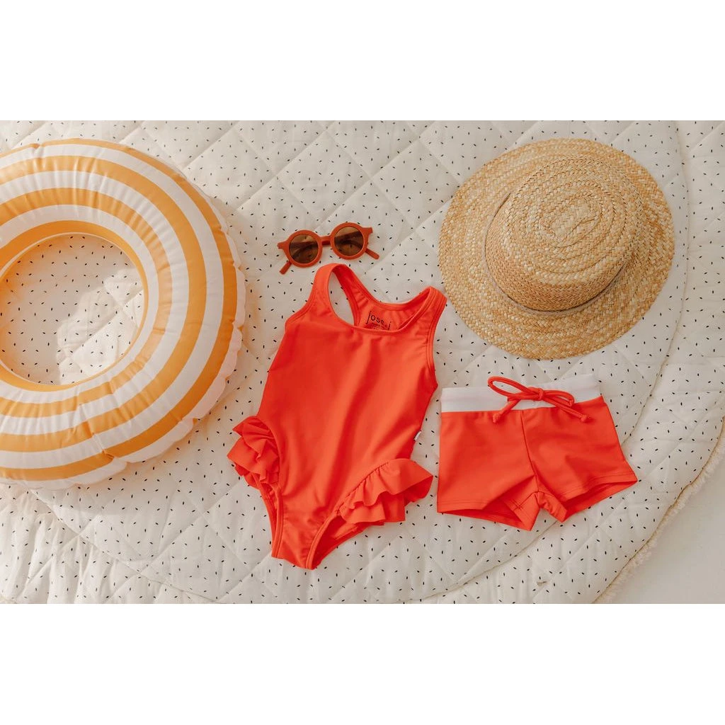 Joss + J Salty Orange Ruffle Swim Suit 11 Joss + J Salty Orange Ruffle Swim Suit