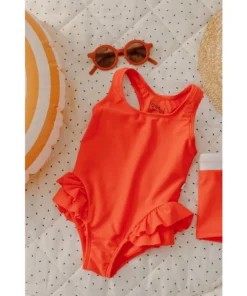 Joss + J Salty Orange Ruffle Swim Suit 16 Joss + J Salty Orange Ruffle Swim Suit