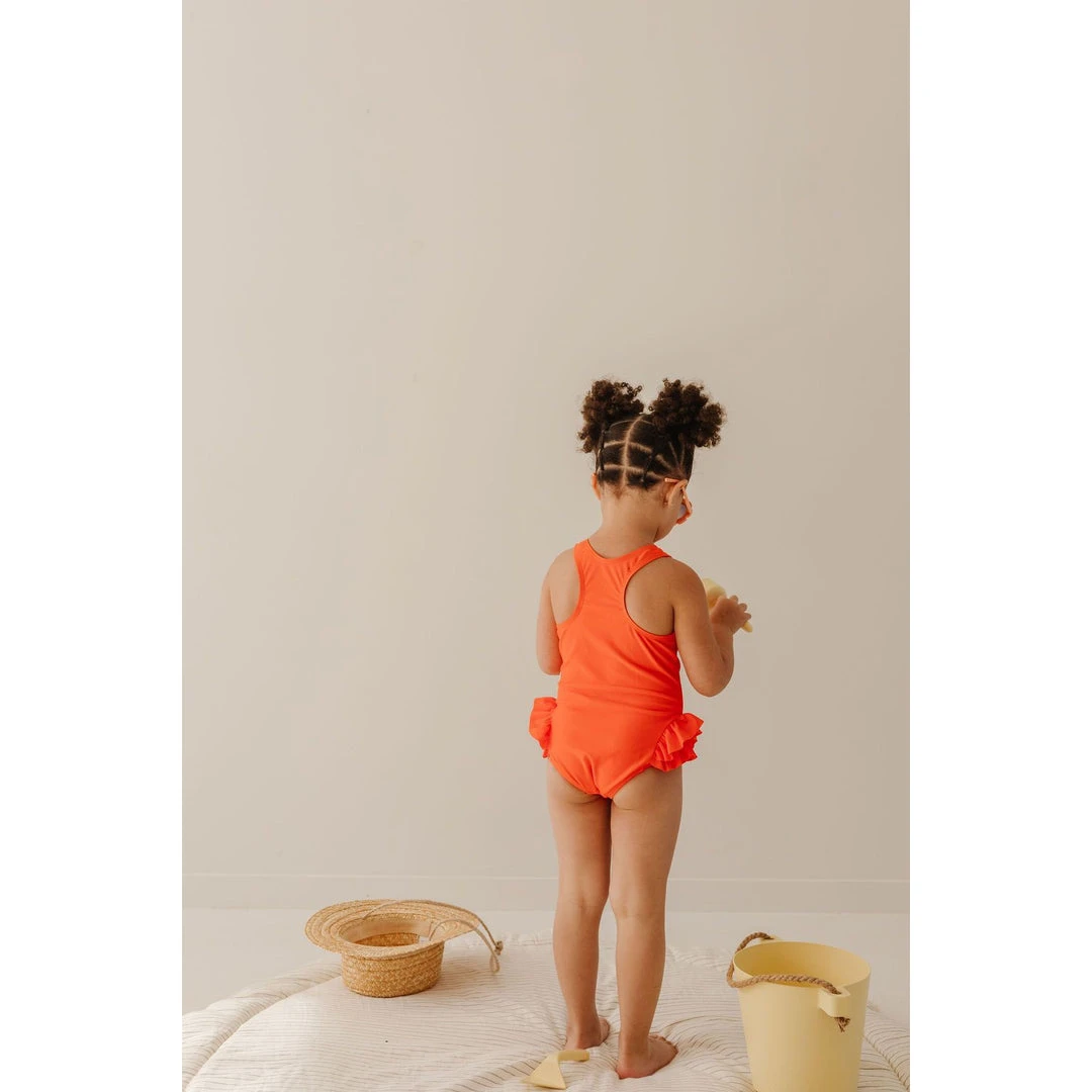 Joss + J Salty Orange Ruffle Swim Suit 10 Joss + J Salty Orange Ruffle Swim Suit