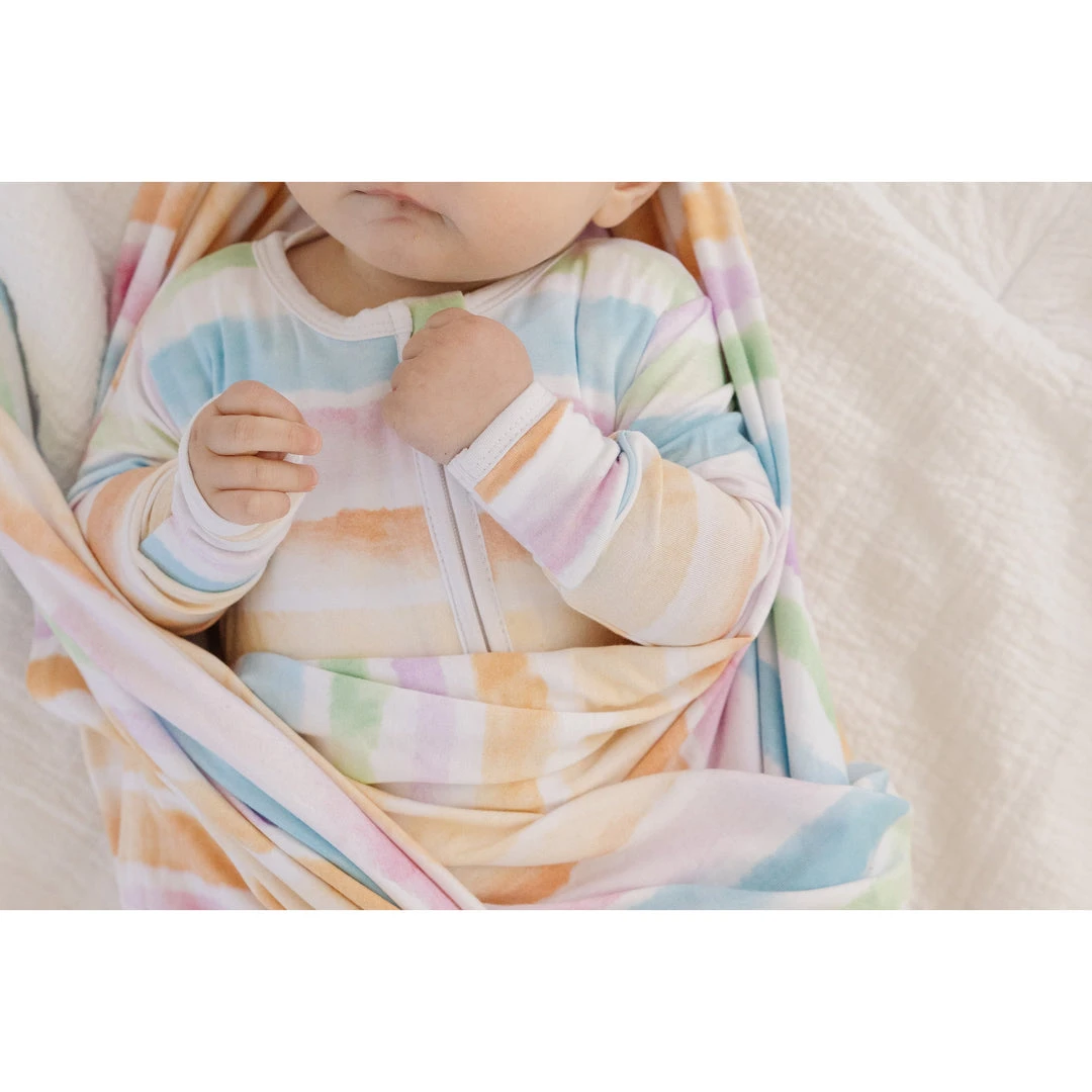 Sunset Stripe Bamboo Swaddle - Arrows & Bow X Joss + J 3 Sunset Stripe Bamboo Swaddle - Arrows & Bow X Joss + J