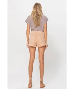 J+j Khaki Distressed High Rise Denim Shorts