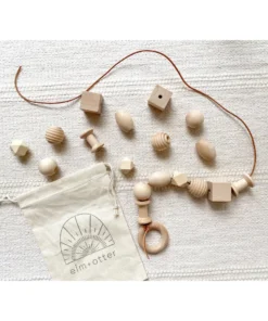 Elm + Otter Wood + Leather String Lacing Toy Toys