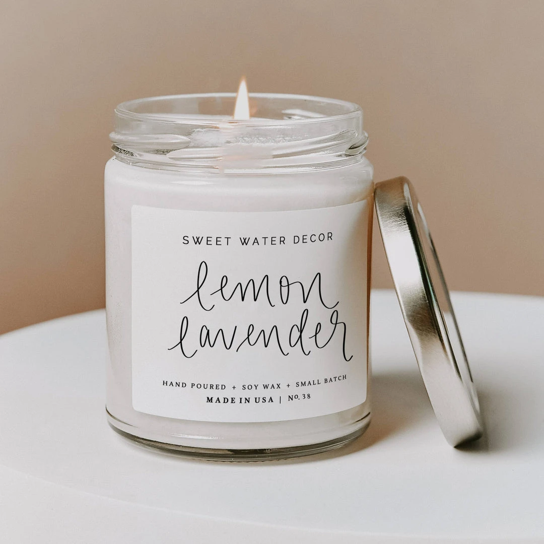Sweet Water Decor Lemon + Lavender Soy Candle 4 Sweet Water Decor Lemon + Lavender Soy Candle