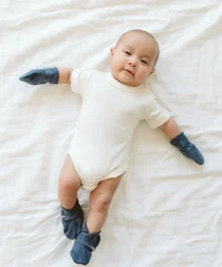 Goumi Kids Footwear Midnight Bamboo Organic Cotton Stay On Booties 7 Goumi Kids Footwear Midnight Bamboo Organic Cotton Stay On Booties