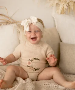 Kute Cuddles Knits Moon Embroidered Knit Romper