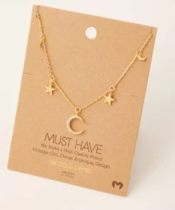 Fame Accessories Moon + Star Charm Necklace Necklaces