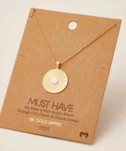 Fame Accessories Opal Stud Circle Necklace Necklaces