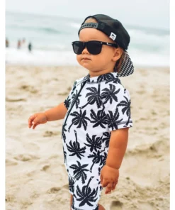 George Hats Black + White Palm Sunsuit