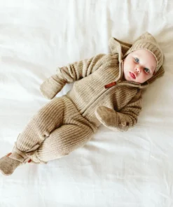 Goumi Kids Preemie + Newborn Pecan Organic Cotton Stay On Mittens