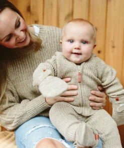 Goumi Kids Preemie + Newborn Pecan Organic Cotton Stay On Mittens