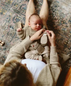 Goumi Kids Preemie + Newborn Pecan Organic Cotton Stay On Mittens