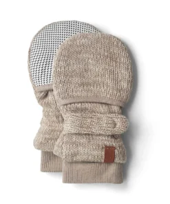 Goumi Kids Preemie + Newborn Pecan Organic Cotton Stay On Mittens