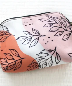 Elyse Breanne Designs Pink Leaves Zipper Pouch Small Bags