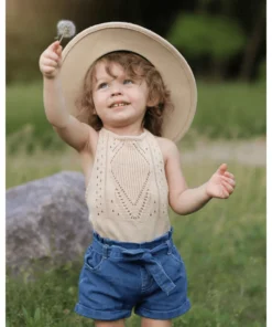 Bailey's Blossoms Bottoms Blue Jean Tie-waist Denim Shorts