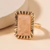 J+j Rose Quartz Rectangular Metal Ring Rings