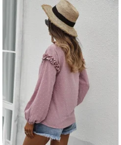 J+j Pink Ruffle Detail Button Down Blouse