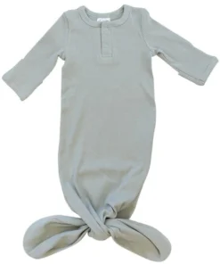Mebie Baby Sage Organic Cotton Ribbed Knotted Gown