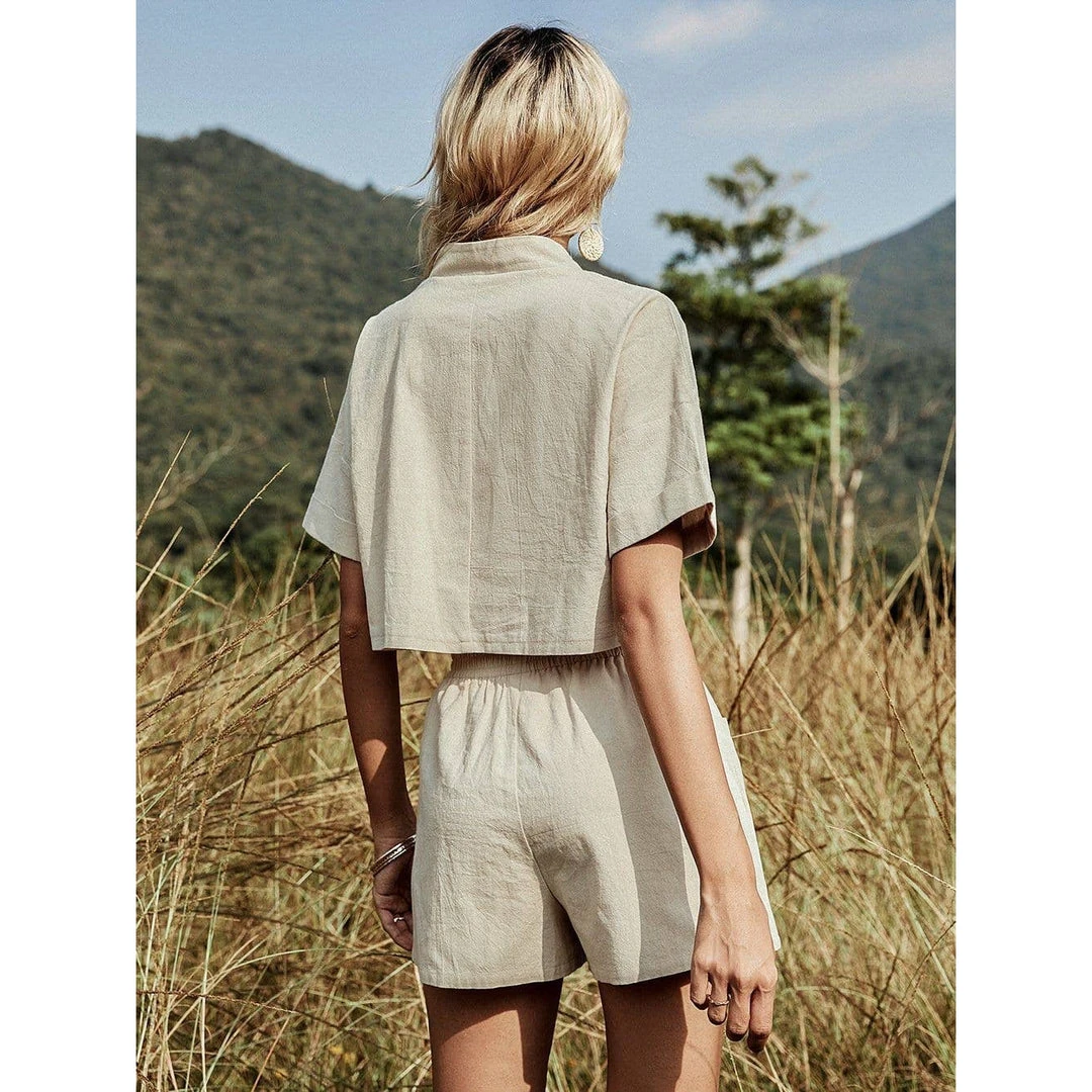 J+j Sets Light Beige Shirt + Shorts Set 8 J+j Sets Light Beige Shirt + Shorts Set