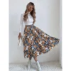 J+j Skirts Blue Gartered Floral Midi Skirt