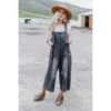 J+j Black Slouchy Denim Overalls