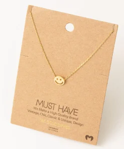 Fame Accessories Necklaces Mini Smiley Face Pendant Necklace