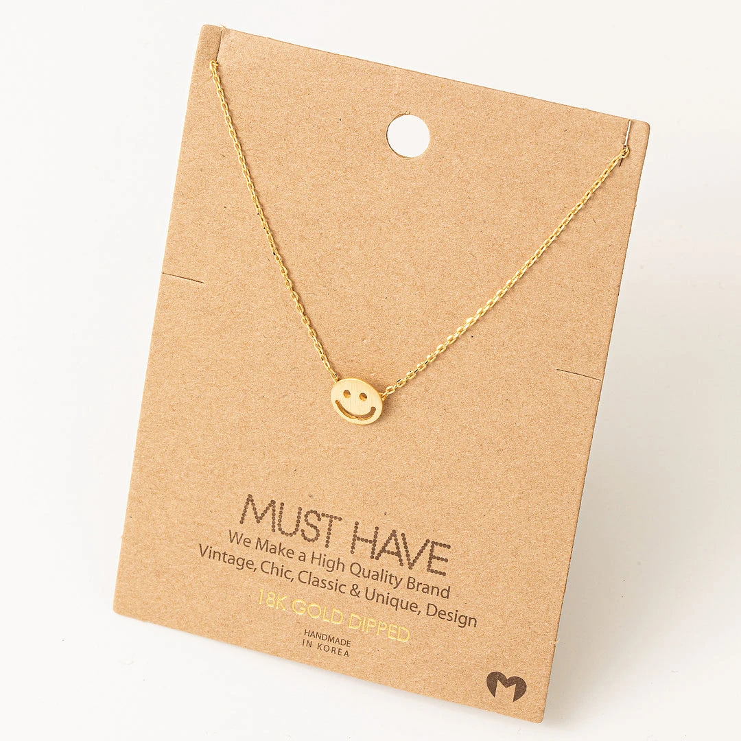 Fame Accessories Necklaces Mini Smiley Face Pendant Necklace 3 Fame Accessories Necklaces Mini Smiley Face Pendant Necklace