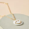 J+j White Smiley Face Charm Necklace