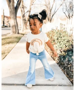 Bailey's Blossoms Light Wash Blue Denim Bell Bottoms