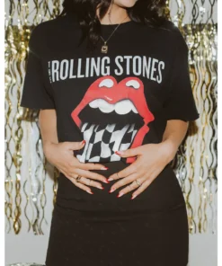 Livylu Black Rolling Stones Tee Graphic Tees